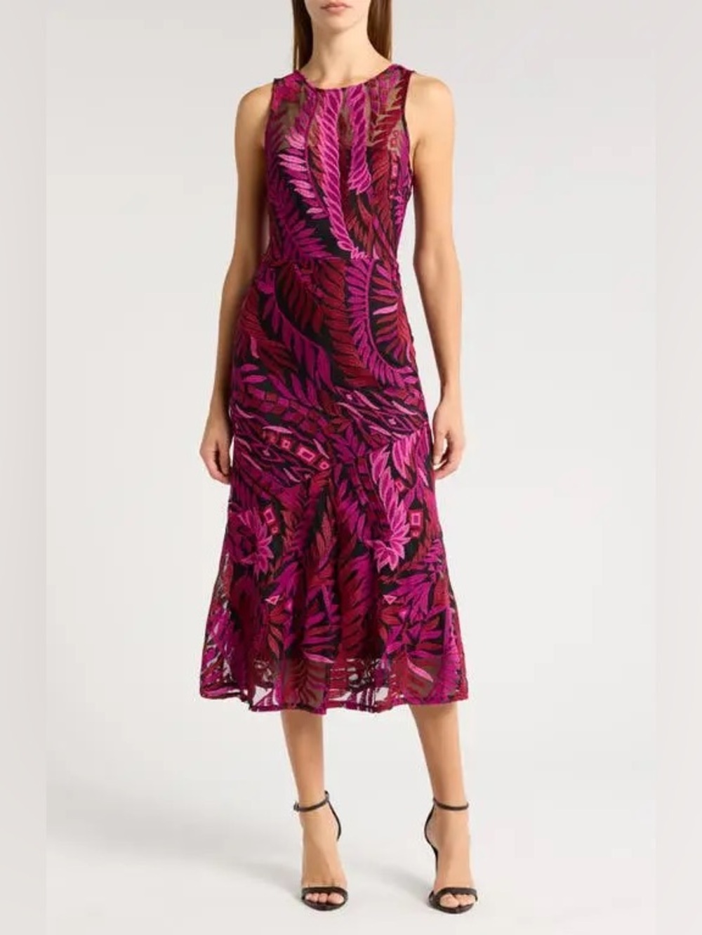 SAM EDELMAN Laurel Leaf Embroidered Midi
Dress Size 10